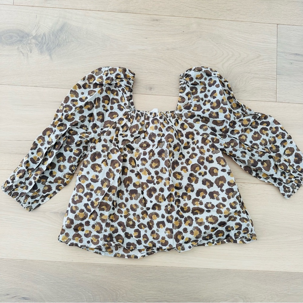 Crewcuts Brown Leopard Print Puff Sleeve Blouse